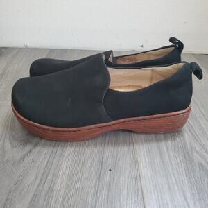 Alegria Black Slip-On Mules with Brown Platform